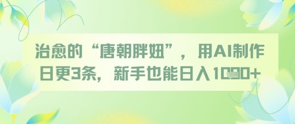 治愈的“唐朝胖妞”，用AI制作日更3条，新手也能日入多张-我爱发帖