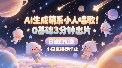 AI生成萌系小人唱歌，0基础3分钟出片，28个作品涨粉8.9W，单条最高19W赞，日入四位数，小白直接抄作业-我爱发帖