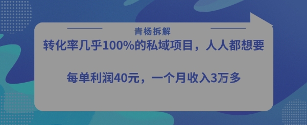 转化率最高的私域项目，每单利润40-50米，月入过1w-我爱发帖