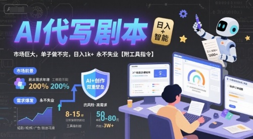 AI代写剧本，市场巨大，单子做不完，日入1k+ 永不失业【附工具指令】-我爱发帖