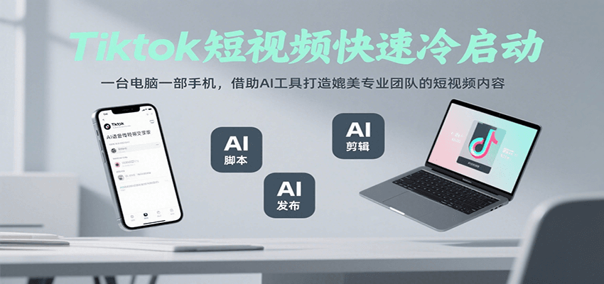Tiktok短视频快速冷启动，一台电脑一部手机，借助AI工具打造媲美专业团队的短视频内容-我爱发帖