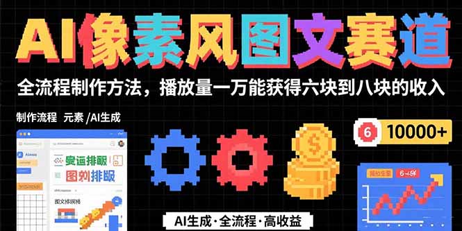 AI像素风图文赛道：全流程制作方法，播放量一万能获得6块到8块的收入-我爱发帖