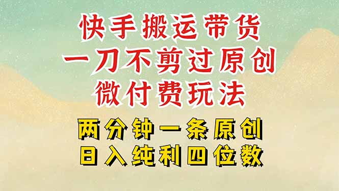 快手黑科技搬运带货，一刀不剪过原创，微付费投流玩法，轻松日入四位数…-我爱发帖