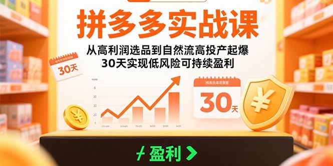 拼多多实战课：从高利润选品到自然流高投产起爆 30天实现低风险可持续盈利-我爱发帖