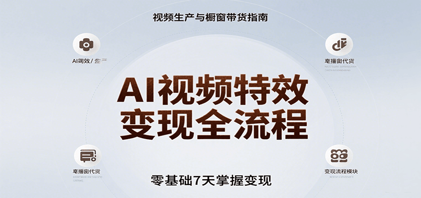 AI视频特效变现全流程，零基础7天掌握视频生产到橱窗带货变现-我爱发帖