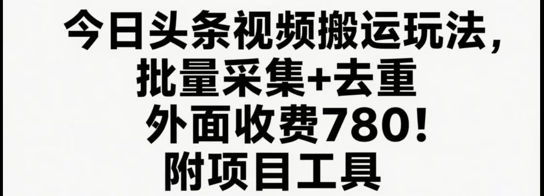 今日头条视频搬运玩法，软件一键去重，轻松日入500+附项目工具-我爱发帖