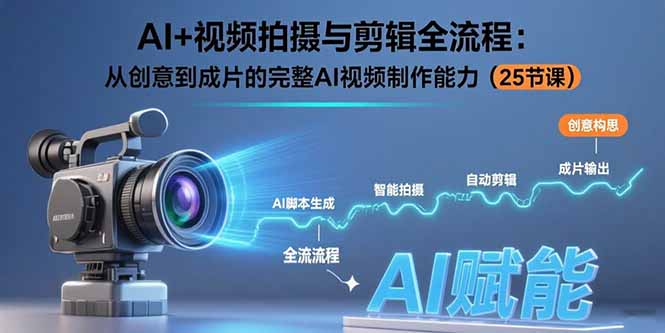 AI+视频拍摄与剪辑全流程：从创意到成片的完整AI视频制作能力(25节课-我爱发帖