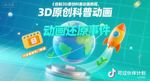 自制3D原创科普动画教程，动画还原事件，抖音最新热门赛道，可过伙伴计划-我爱发帖