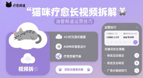 猫咪疗愈长视频拆解 &油管频道运营技巧-我爱发帖