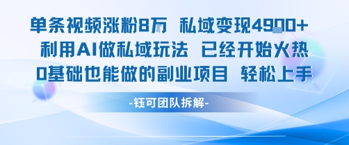 单条视频私域变现4.9k+利用AI做私域玩法 已经开始火热0基础也能做的副业项目轻松上手-我爱发帖