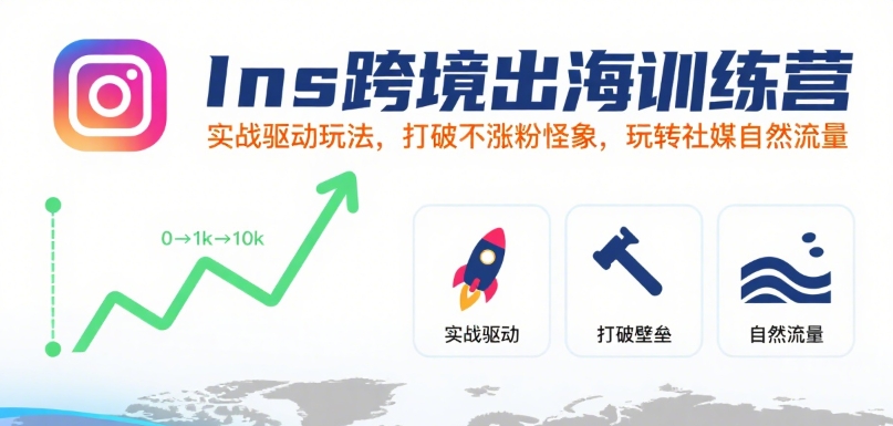 Ins跨境出海训练营，实战驱动玩法，打破不涨粉怪象，玩转社媒自然流量-我爱发帖
