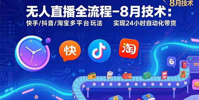 无人直播全流程-8月技术：快手/抖音/淘宝多平台玩法 实现24小时自动化带货-我爱发帖