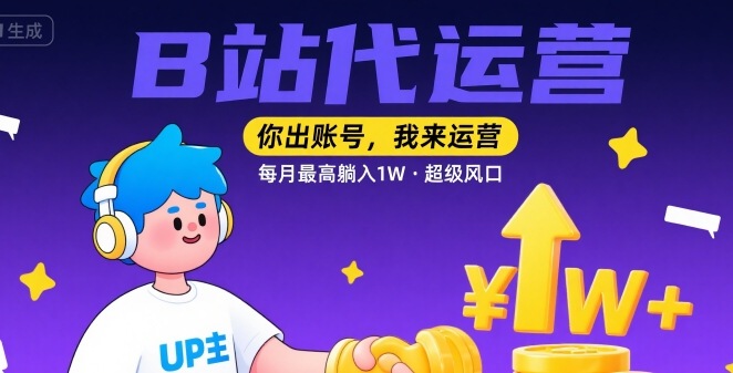 【B站代运营 】你出账号，我来运营，每月最高躺入1W，超级风口【揭秘】-我爱发帖