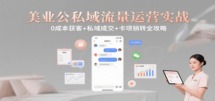 美业公私域流量运营实战：0成本获客+私域成交+卡项销转全攻略-我爱发帖