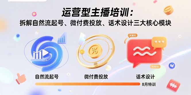 运营型主播培训：拆解自然流起号、微付费投放、话术设计三大核心模块-8月-我爱发帖