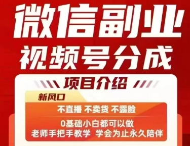微信副业视频号分成，不直播 不卖货 不露脸，三五分钟即可完成一条作，每日收益几十、几张不等-我爱发帖