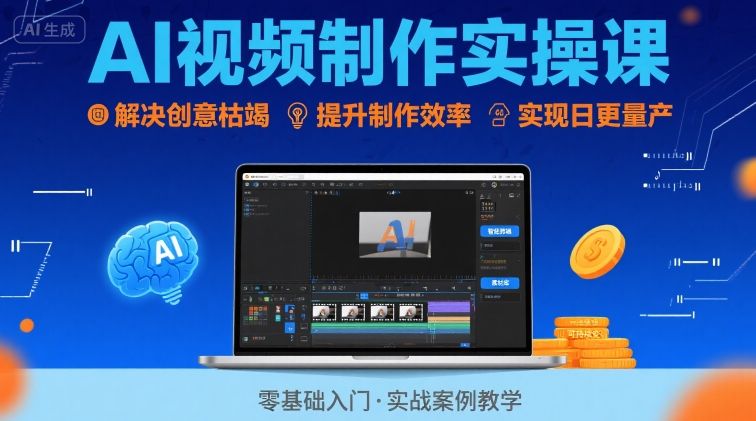 Ai视频制作实操课，解决创意枯竭、效率低下痛点，实现日更量产可持续变现-我爱发帖