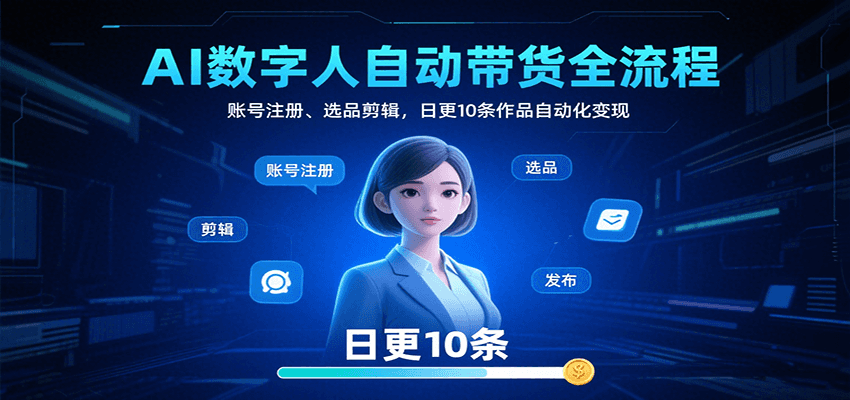 AI数字人自动带货全流程：账号注册、选品剪辑，日更10条作品自动化变现-我爱发帖