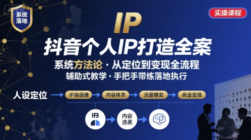 抖音个人IP系统落地实操大课，实操课程，辅助落地-我爱发帖
