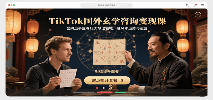 TikTok国外玄学咨询变现课，含财运事业等12大命理领域，融风水运势与运营-我爱发帖