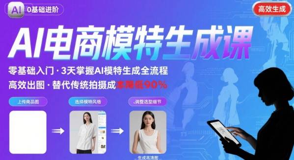 AI模特进阶课程，0基础高效生成逼真电商模特图-我爱发帖