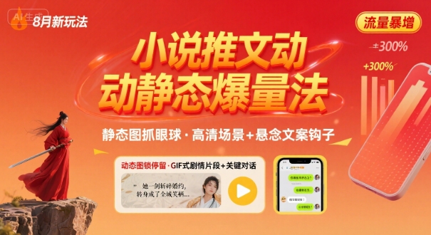 8月小说推文全新玩法，动静态图片+搭配小说文案爆量玩法-我爱发帖