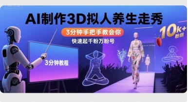 Ai制作3D拟人养生走秀，3分钟手把手教会你，快速起千粉万粉号-我爱发帖