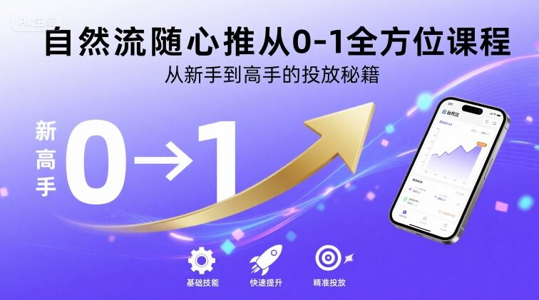 自然流随心推从0-1全方位课程，从新手到高手的投放秘籍-我爱发帖