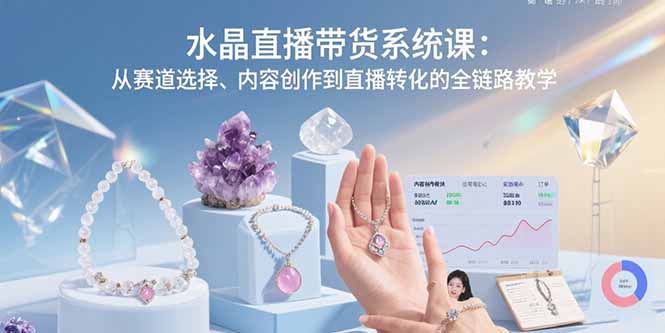 水晶直播带货系统课：从赛道选择、内容创作到直播转化的全链路教学-我爱发帖