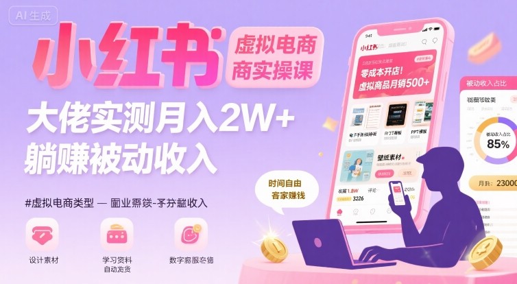 小红书虚拟电商，大佬实测月入2W+，实现被动收入-我爱发帖