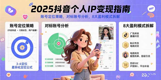 2025抖音个人IP变现指南，账号定位策略，对标账号分析，8大盈利模式拆解-我爱发帖
