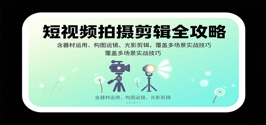 短视频拍摄剪辑全攻略：含器材运用、构图运镜、光影剪辑，覆盖多场景实战技巧-我爱发帖