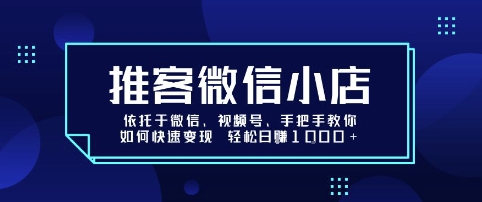推客微信小店依托于微信、视频号，手把手教你如何快速变现 轻松日入1k+【揭秘】-我爱发帖