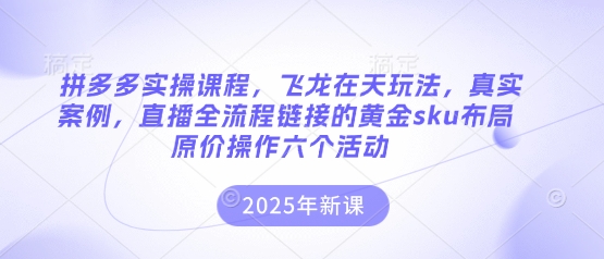 拼多多实操课程，飞龙在天玩法，真实案例，直播全流程链接的黄金sku布局原价操作六个活动-我爱发帖