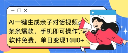 AI一键生成亲子对话视频，条条爆款，一部手机即可操作，单日变现数张-我爱发帖