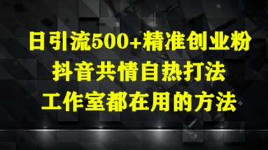 日引流500+精准创业粉，抖音共情自热打法，工作室都在用的方法-我爱发帖