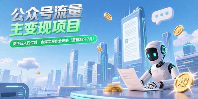 公众号流量主变现项目，新手日入四位数，含爆文写作全攻略(更新25年7月-我爱发帖