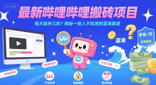 最新哔哩哔哩上B站搬砖项目，每天能挣几张？揭秘一般人不知道的蓝海赛道-我爱发帖