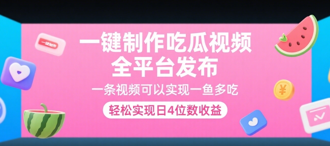 一键制作吃瓜视频，全平台发布，一条视频可以实现一鱼多吃，轻松实现日4位数收益【揭秘】-我爱发帖