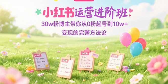 小红书运营进阶班：30w粉博主带你从0粉起号到10w+变现的完整方法论-我爱发帖