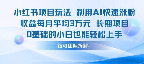适合小白操作的小红书新项目，利用AI快速涨粉，收益每月平均1W+-我爱发帖