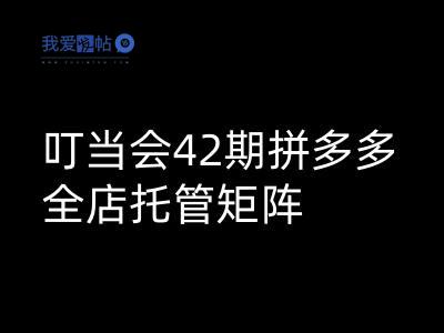 叮当会拼多多打爆班原创高阶技术第42期，拼多多全店托管矩阵-我爱发帖