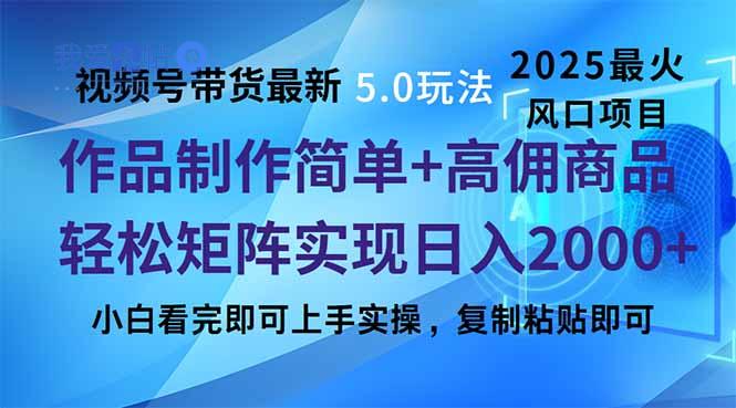 视频号带货最新5.0玩法，作品制作简单，当天起号，复制粘贴，轻松矩阵…-我爱发帖