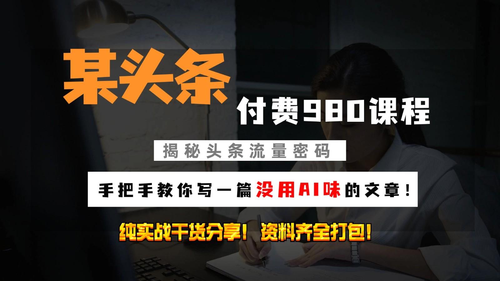 头条付费980私密课程！教你写一篇没有“AI味的文章”！做精细化运营随便日入3位数-我爱发帖