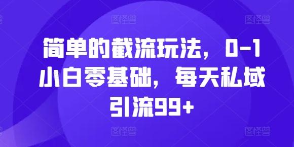 简单的截流玩法，0-1小白零基础，每天私域引流99+【揭秘】-我爱发帖