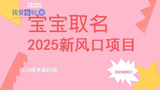 2025新风口项目宝宝取名，0成本高利润，附保姆级教程，月入过万不是梦-我爱发帖