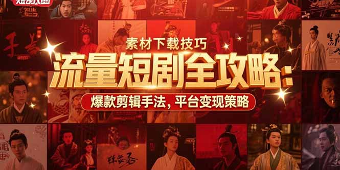 流量短剧全攻略：素材下载技巧，爆款剪辑手法，平台变现策略-我爱发帖