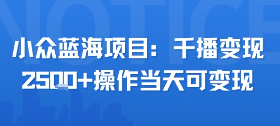 小众蓝海项目，千播变现2.5k+操作当天可变现-我爱发帖