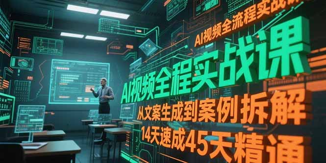 AI视频全流程实战课，从文案生成到案例拆解，14天速成45天精通-我爱发帖