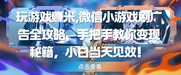 玩游戏挣米，微信小游戏刷广告全攻略，手把手教你变现秘籍，小白当天见效-我爱发帖